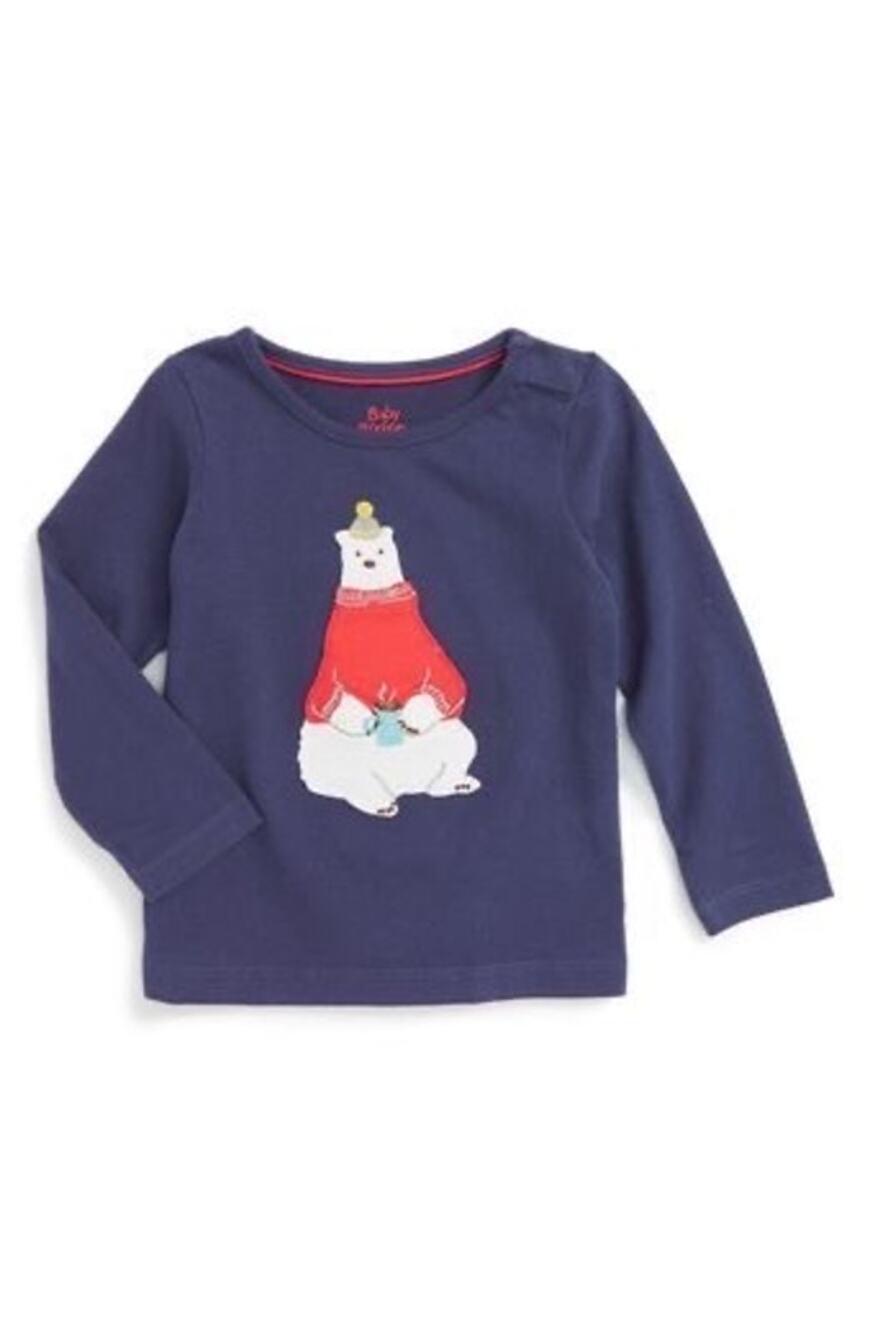 Baby Boden Blue Polar Bear Appliqué Long Sleeve Tee 6-12M